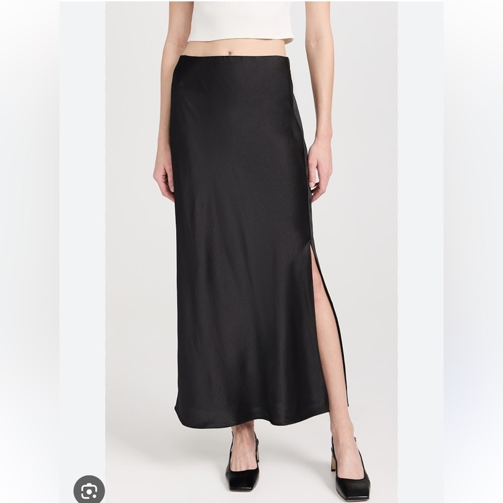 Madewell black satin slip maxi skirt size 4